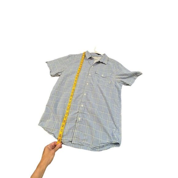 Columbia Sportswear Men's M Blue & Yellow Gingham Button-Up Shirt - Picture 7 of 12